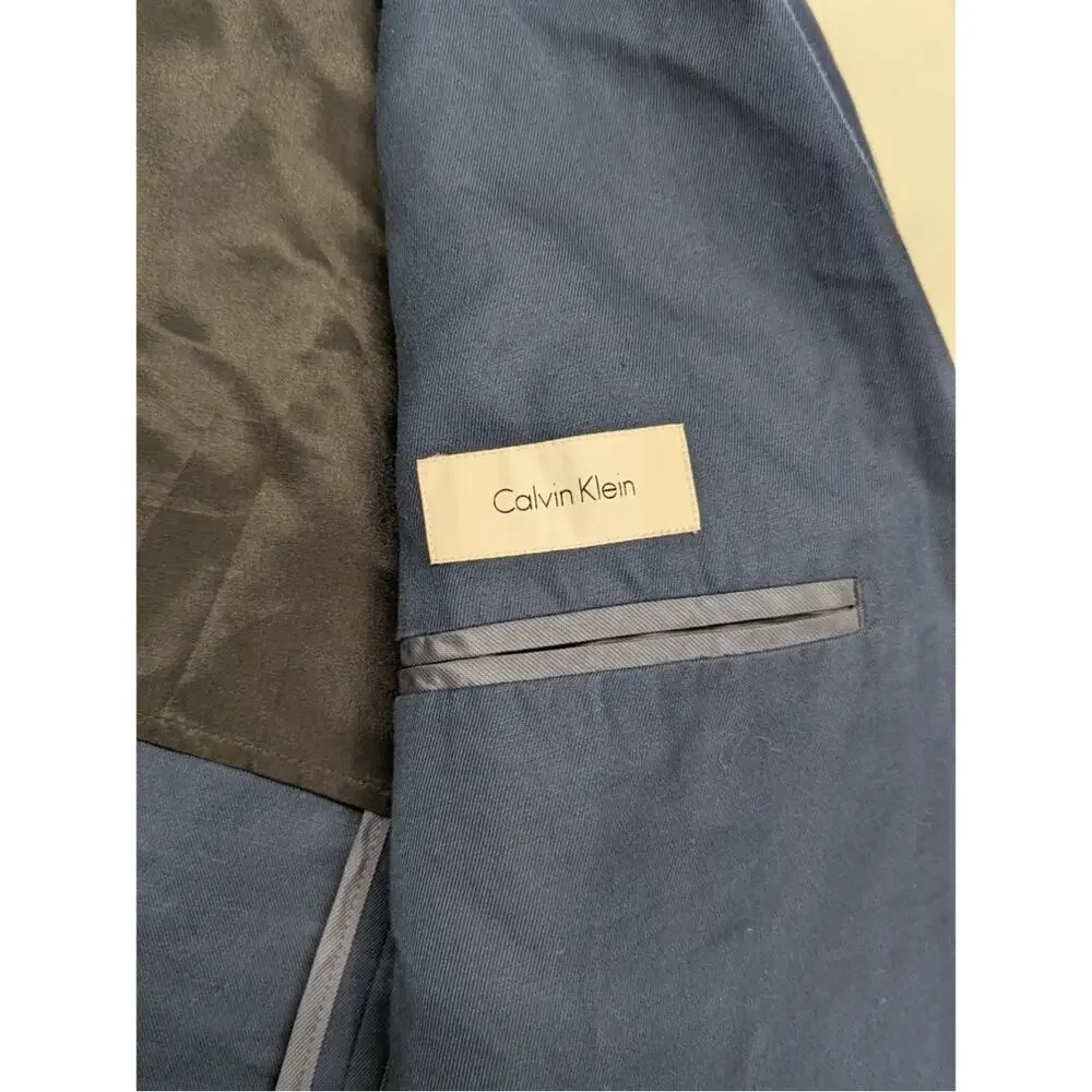 Calvin Klein Sport Coat Blue Blazer Suit Jacket Mens sz Small Linen Blend